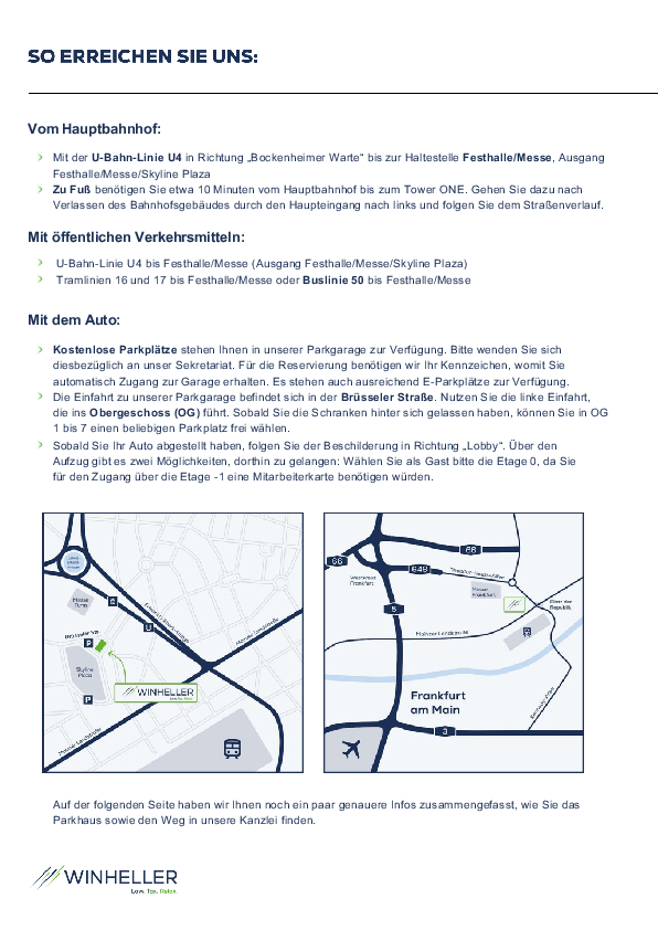 Anfahrtsbeschreibung Winheller