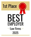 Award graphic from Handelsblatt for the best employers for law firms in 2025