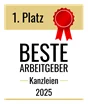 Auszeichnungsgrafik vom Handelsblatt für die besten Arbeitgeber für Kanzleien im Jahr 2025