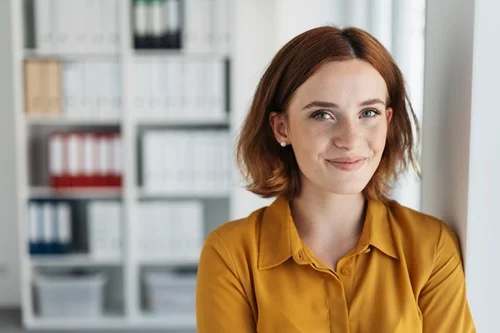 A woman in an office