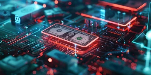 Dollarnote auf einer digitalen Struktur