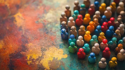 several colorful game pieces on a colorful mat
