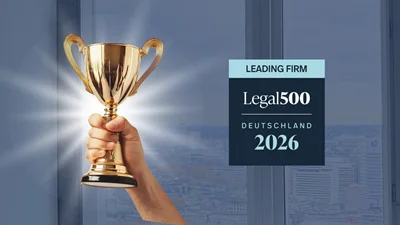 Grafik mit Pokal zu Legal 500 Deutschland 2026